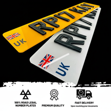 Load image into Gallery viewer, 4D with 3D gel yop UK Number Plate with Union Jack Flag/Valid to Drive in Europe/EU