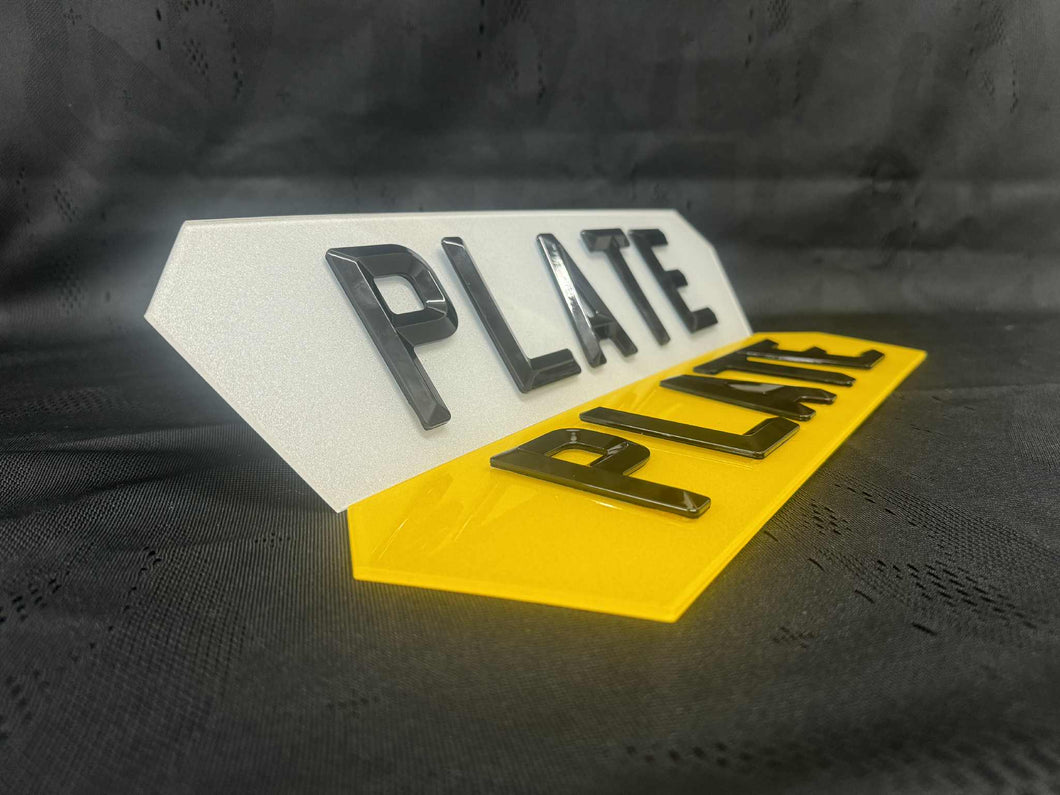 4D Retro/Bevelled Number Plates Short Hex (6 or less Characters)