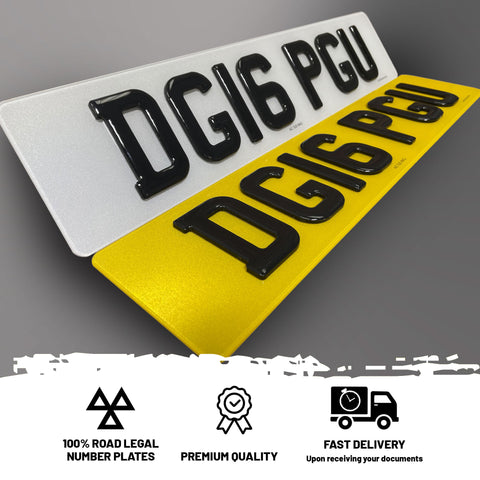 4D 3mm Laser Cut with 3D Gel Top Number Plates