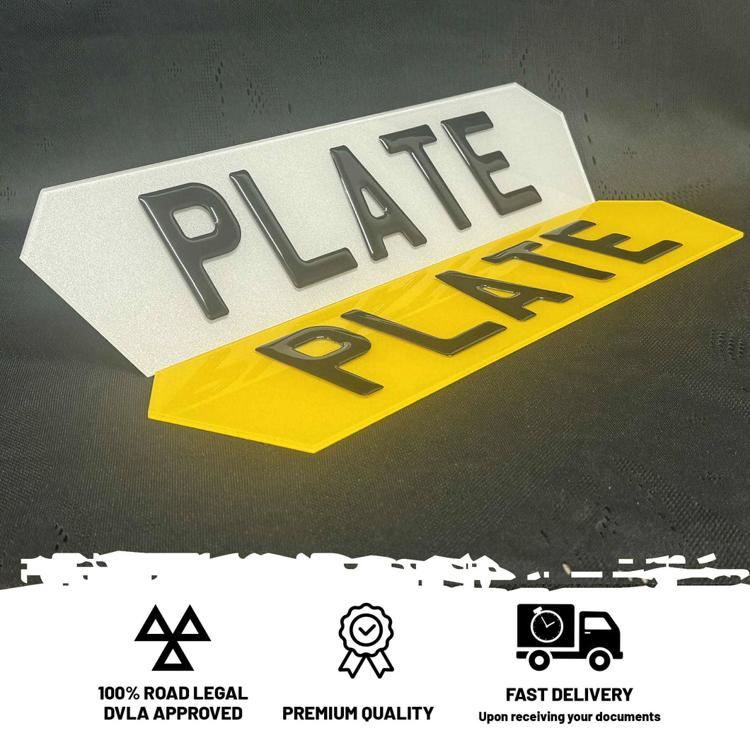 3D Gel Short hex number plates