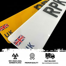 Load image into Gallery viewer, 3D UK Number Plate with Union Jack Flag/Valid to Drive in Europe/EU

