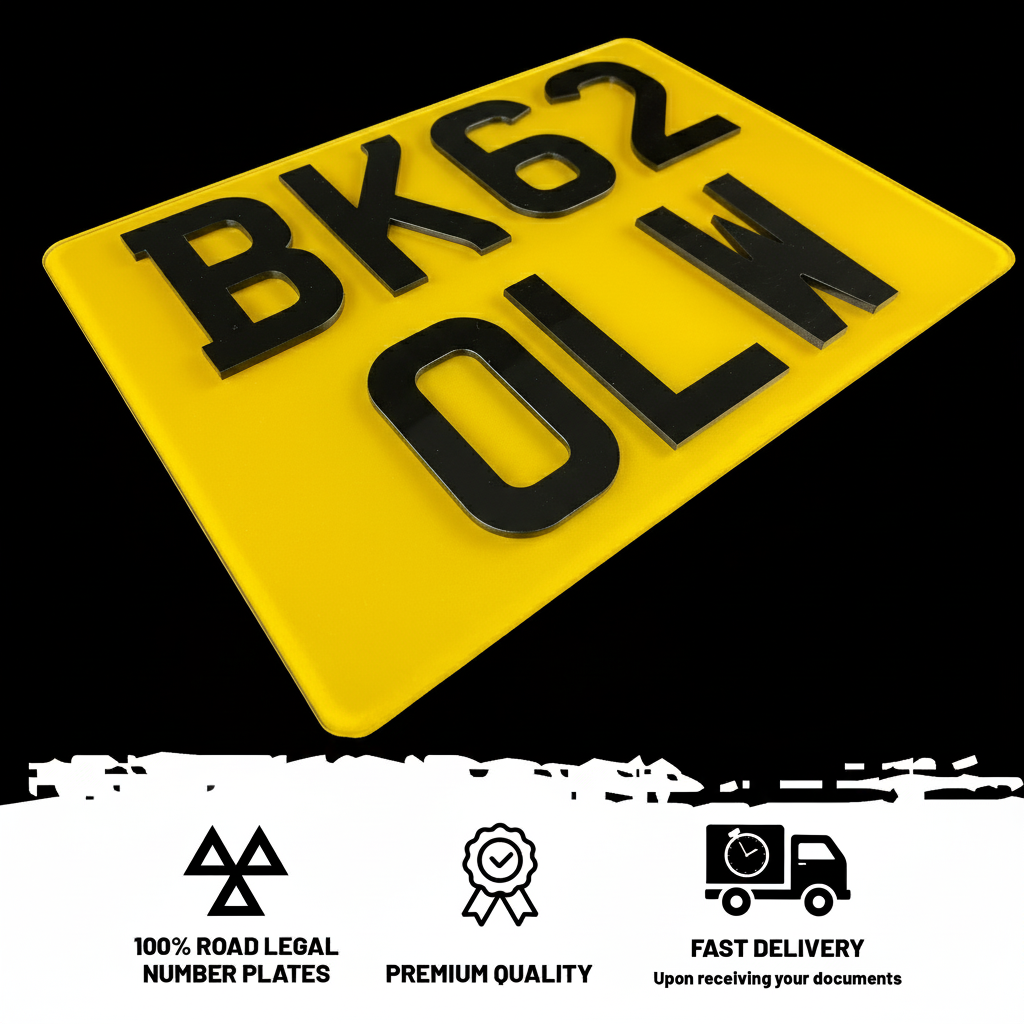 9" X 7" Motorbike Number Plate - Road Legal, MOT Compliant, GB Marked, Yellow 9 thumbnail image
