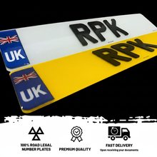 Load image into Gallery viewer, 4D Number Plates with 3D Gel Union Jack Flag
