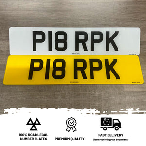 Printed Standard Number Plates
