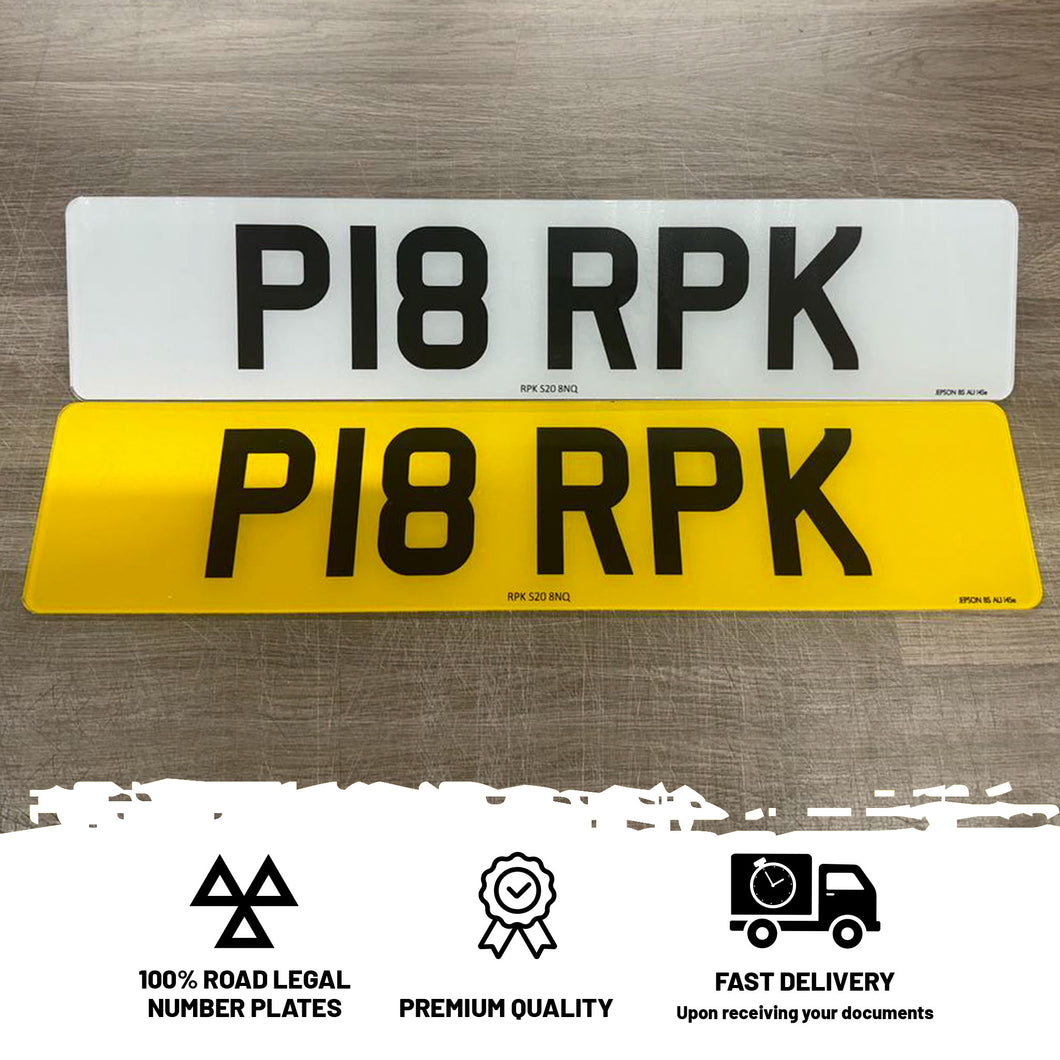 Printed Standard Number Plates