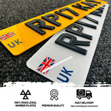 Load image into Gallery viewer, 4D with 3D gel yop UK Number Plate with Union Jack Flag/Valid to Drive in Europe/EU
