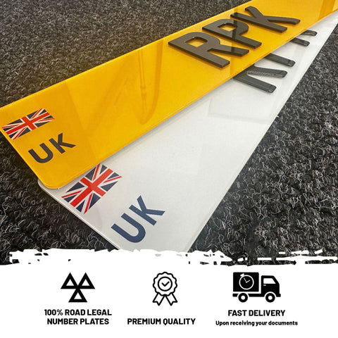 4D UK Number Plate with Union Jack Flag/Valid to Drive in Europe/EU