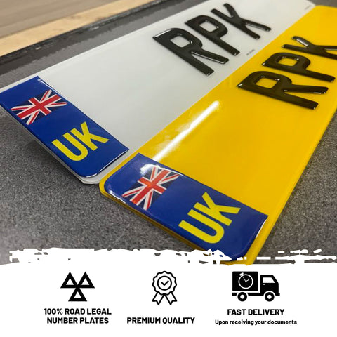 3D Gel UK Number Plate with Union Jack Flag