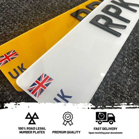 3D UK Number Plate with Union Jack Flag/Valid to Drive in Europe/EU